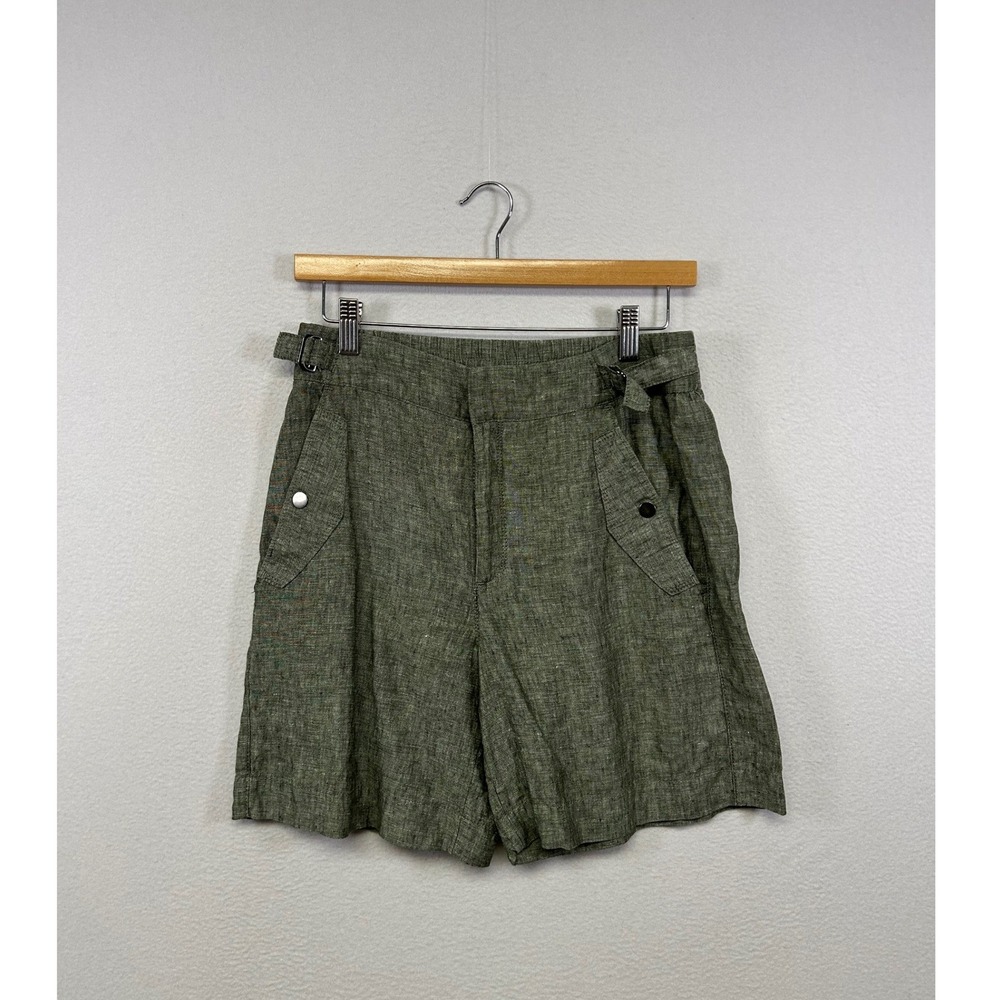 Athleta Gorpcore Coastal Grandma Linen Women 4 Olive Green Utility Shorts